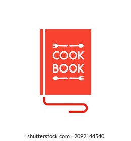 simple red cook book with bookmark. flat cartoon modern cookbook logotype graphic minimal design isolated on white background. concept of culinary training or easy tutorial for restaurant chef - Powered by Shutterstock