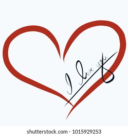 Simple Red Heart Outline Design Digitally Stock Illustration 1015929253