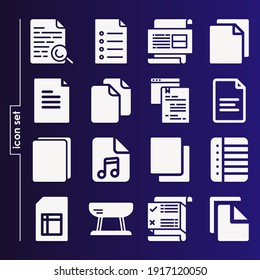 Simple Set Of 16 Icons Related To Weaver Filled Such As Pages, File, Document, Paper, Copy, Sheet, Buck Symbols