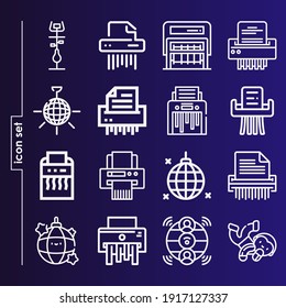 Simple Set Of 16 Icons Related To Hopeless Lineal Such As Shredder, Paper Shredder, Archive, Global Connection, Mirror Ball, Breakdance Symbols