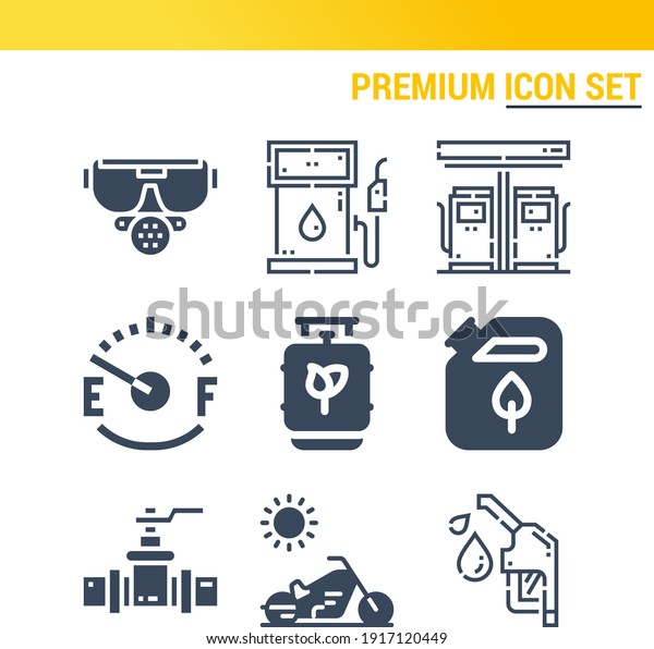 Simple set of  9 filled icons on following themes\
gas, motorbike, gasoline pump, natural gas, eco fuel, fuel pump web\
icons with high\
quality