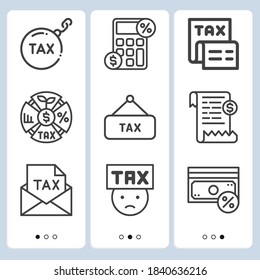 Simple Set Of  9 Lineal Icons On Following Themes Tax, Bill Web Icons With High Quality