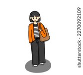 simple  student illustraion with brownie bag