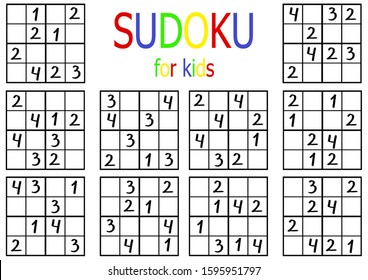 simple sudoku puzzles kids logical number stock illustration 1595951797