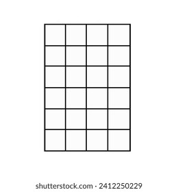 Simple table chart 4 x 6 boxes. Time boxing, planning illustration