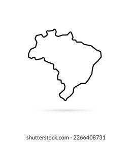 simple thin line brazil map with shadow. flat stroke style trend modern lineart logotype graphic design web infographics element isolated on white background. concept of territory brazilian country