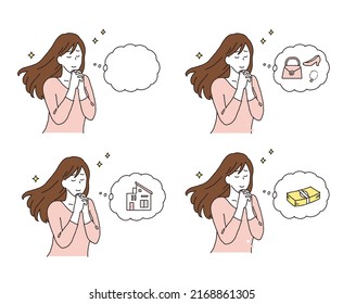 Simple Touch Illustration Of A Woman Longing For Something