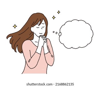 Simple Touch Illustration Of A Woman Longing For Something