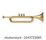 Simple trumpet side view 3D rendering illustration isolated on white background