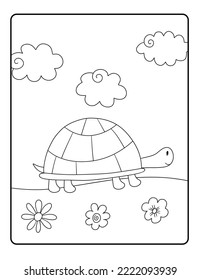 A Simple Turtle Coloring Page In US Letter Format