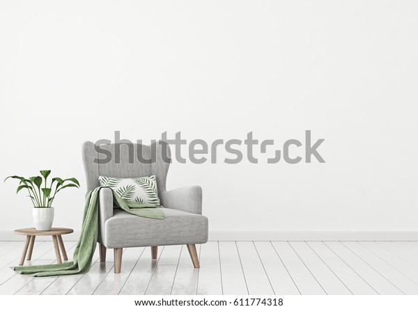 Simple Urban Jungle Style Interior Grey Stockillustration