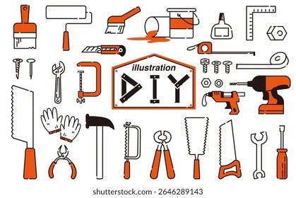 Simple vector illustration material set of DIY tools