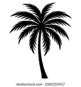 A simple vector of a palm tree on a white background, highlighting its tropical beauty and sleek design, perfect for various creative projects and designs.