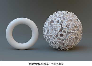 Simple versus complex. Generic visualization of the concept. 3D rendering.