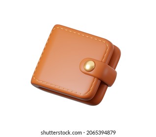 Simple Wallet Icon Isoalated On White. 3d Rendering Illustration.