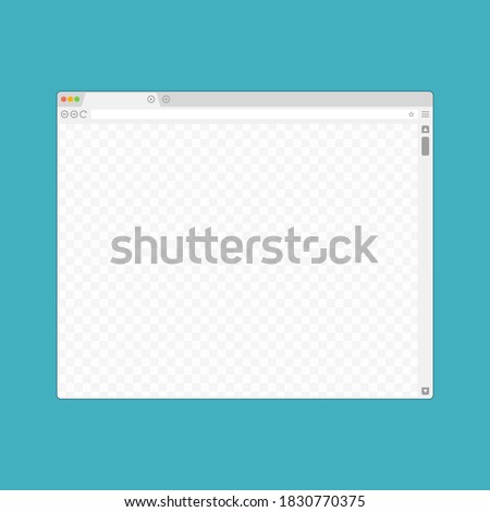 Simple web browser window. Web page mock up in trendy flat style. Template of empty, clean windows internet browser on an isolated background.