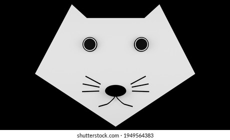 Simple White Geometric Cat On Black Stock Illustration 1949564383 ...