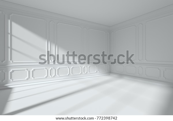 Simple White Room Interior Sunlight Window Stock