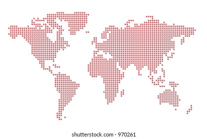 Simple World Map Make Up Of Red Dots