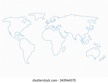 World Map Simple Outline High Res Stock Images Shutterstock