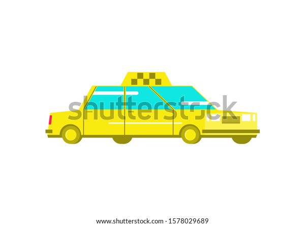 Simple yellow cab. Cartoon taxi on a white\
background. Side view.\
Raster.