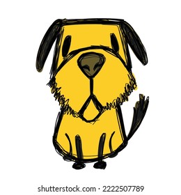 Simple Yellow Fluffy Dog ​​illustration 
