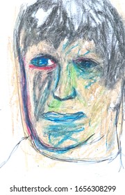 simpleton with thin lips drawn