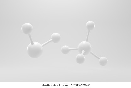 Simplicity Chemical Molecule With White Background, 3d Rendering. Computer Digital Drawing.