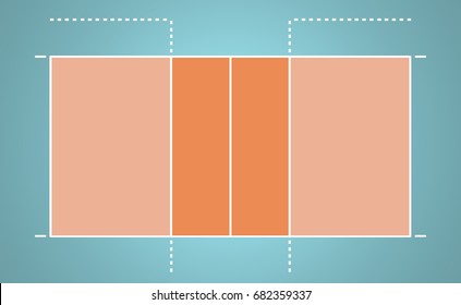 Simplified Aerial Top View Of Volleyball Court