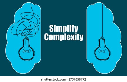 Simplify Complexity With Light Bulbs Idea Concept, 3d Rendering