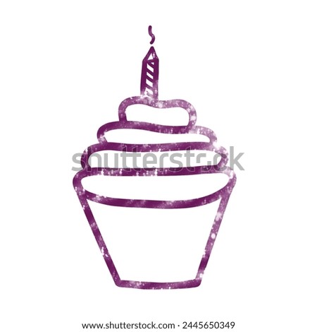 Simplistic Purple Cupcake Outline Isolated Foto stock © 