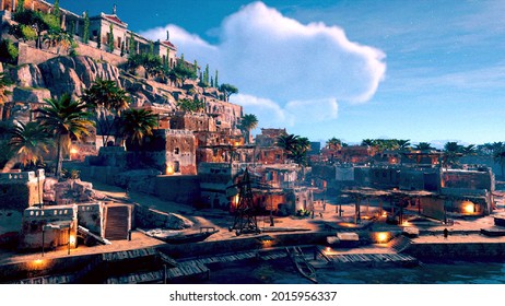 Simulation Of Alexandria, City Of Ancient Egypt.