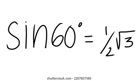 Sin 60 Math Formula Written In Handwriting Style Isolated On White Background 