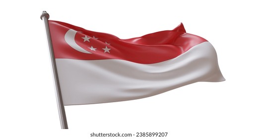 Singapore flag waving isolated on white transparent background,. 3d render  - Powered by Shutterstock