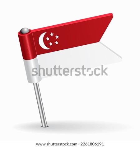 Singaporean flag map pin pointer layout. Raster version.