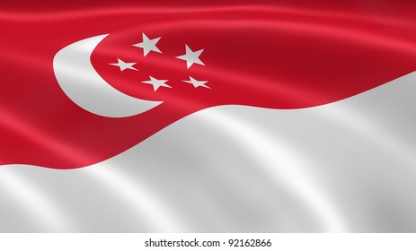 Singaporean Flag In The Wind. Part Of A Series.