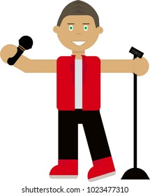 Singer with microphone