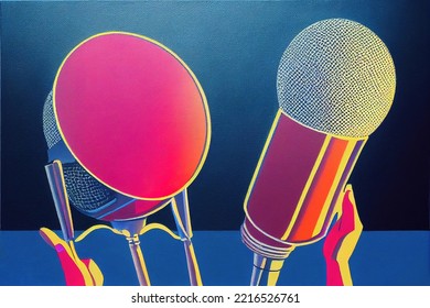 Singing Contest Poster Illustration Of A Microphone, Colorful 