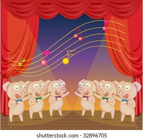 Singing Pigs Vector Image Available Portfolio Stock Illustration ...