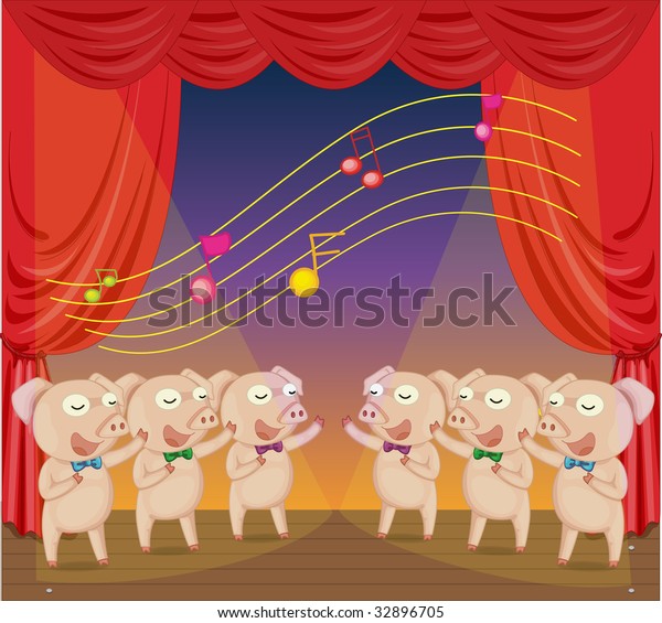 Singing Pigs Vector Image Available Portfolio Stock Illustration 32896705