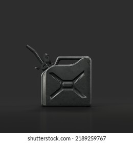 Single Black Military Jerrycan, Military Fuel Canister, 3d Rendering, Nobody