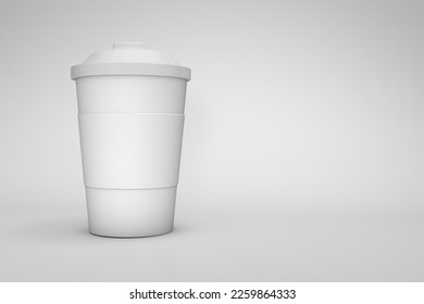 Single, blank, plain, coffee, cup, made for mock-up, 3d render, white