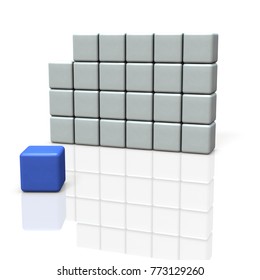 A single box out of the group. It represents independence. 3D illustration