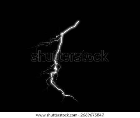 A single, bright lightning bolt dramatically slices through the intense darkness, showcasing a powerful atmospheric discharge.