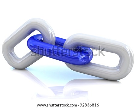 Single chain link over white
