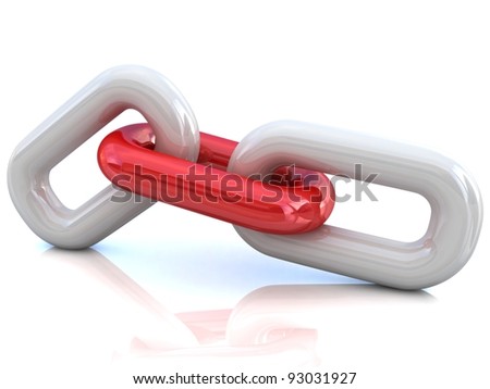 Single chain link over white