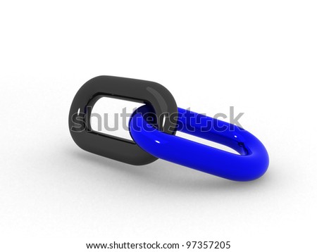Single chain link over white. Teamwork concept