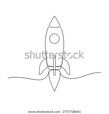 single continuous line art of rocket jpg