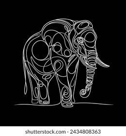 A single continuous line drawing of an elephant walking to celebrate World Elephant Day. - Powered by Shutterstock