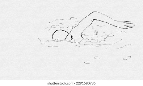 Single continuous line drawing of professional swimmer male focus training in the center of the gym swimming pool. The concept of a healthy lifestyle. Draw a trendy line design graphic illustration - Powered by Shutterstock